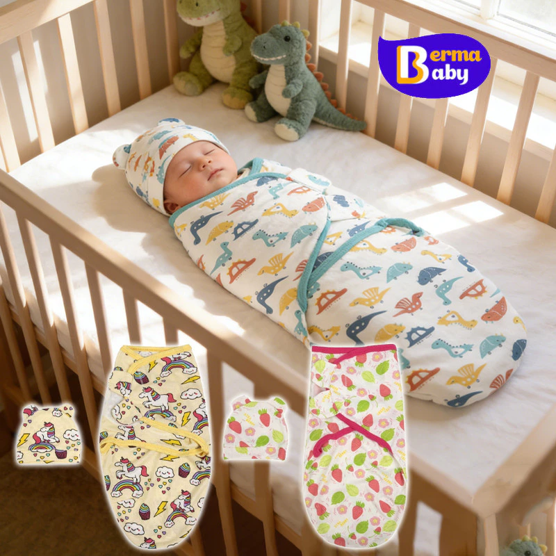 Berma Baby ถุงนอนเด็ก พร้อมหมวก ทารกแรกเกิด ผ้าฝ้าย100% ห่อตัวเด็ก สําหรับเด็กทารก