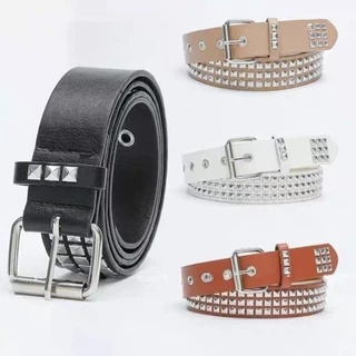 (พร้อมส่ง) เข็มขัดแฟชั่นประดับเพชรเทียมสไตล์ Y2K สำหรับผู้ชายและผู้หญิง เข็มขัดสไตล์พังก์พร้อมหัวเข็มขัดแบบหมุด