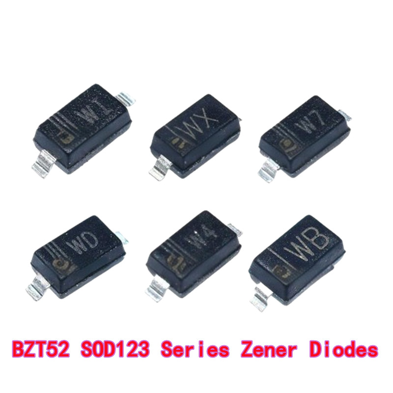 100PCS BZT52C10/12/15/18/20/22/24/27/30V Zener ไดโอด SMD SOD 123/1206 BZT52C9V1 WE BZT52C10V WF BZT5
