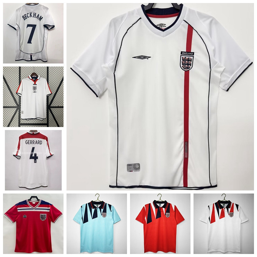 1982 1992 2002 2004 England Home And Away Retro Jersey Beckham Football Shirt เสื้อยืดที่กําหนดเอง