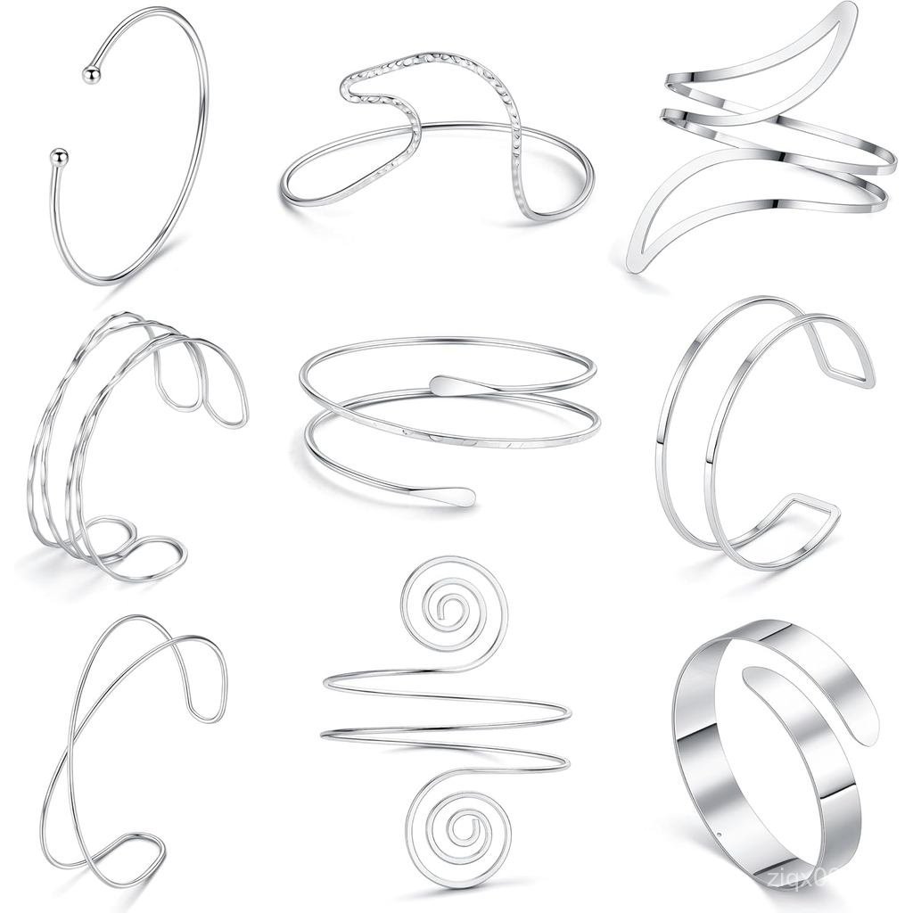 SAMOCO 9 ชิ้น Gold Arm Cuff เครื่องประดับสําหรับผู้หญิง Upper Arm Cuff กําไลข้อมือกําไลข้อมือ Armlet