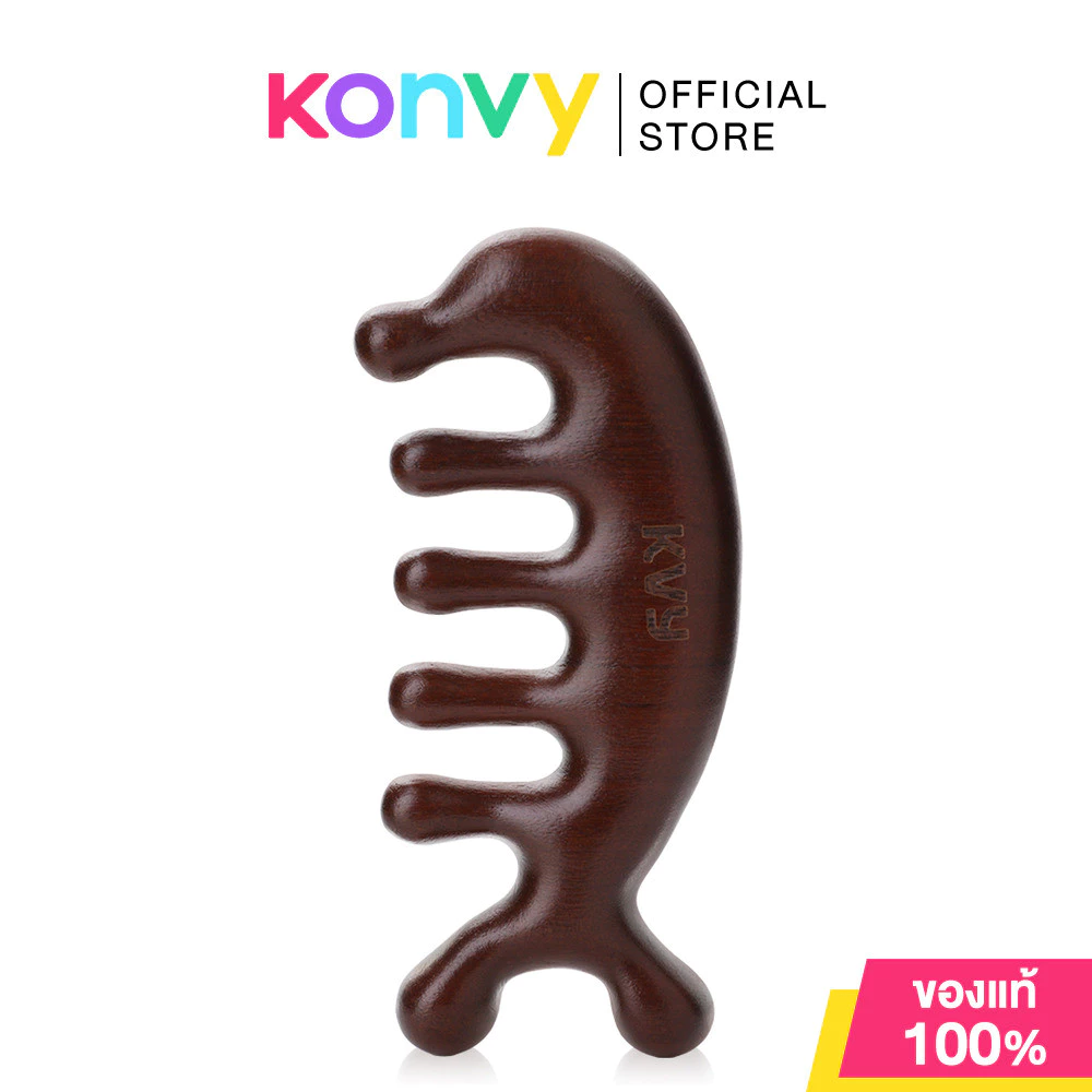 KVY Wooden Scalp Massage Comb #Dolphin Shaped เควีวาย หวีไม้นวดศีรษะ ทรงปลาโลมา.