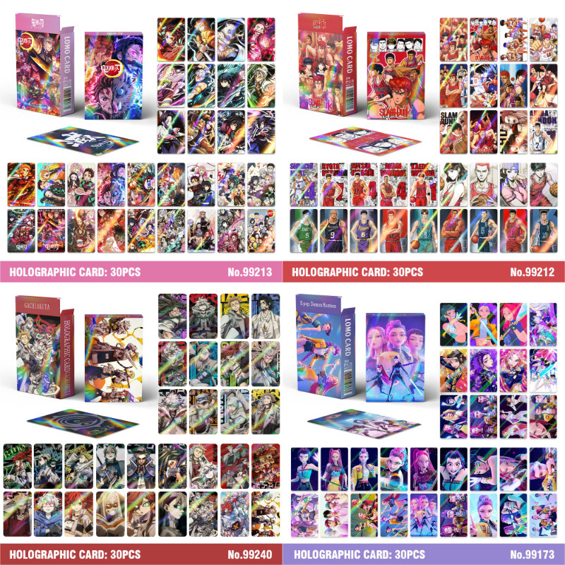 นักล่าปีศาจ,อัศวินกลวง, ALIEN STAGE,Attack on Titan,GACHIAKUTA,Dragon Ball,Jinx,Demon Slayer,Family Guy,SPY FAMILY,Jujutsu Kaisen,Hainsaw,ONE PIECE Laser Card 30 ชิ้น/กล่อง