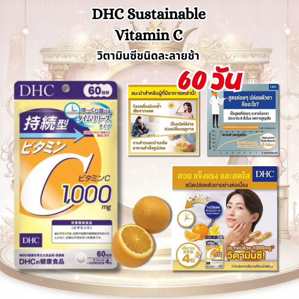 60 วัน🍊 วิตามินซีชนิดละลายช้า DHC Sustainable Vitamin C
