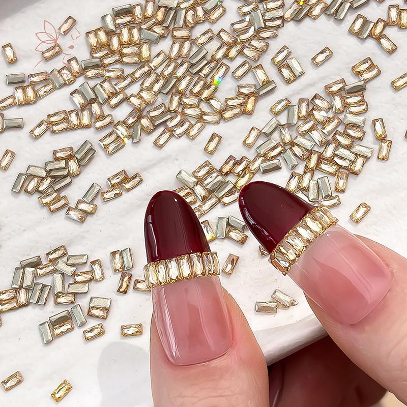[maybeauty] 50 ชิ้นสี่เหลี่ยมผืนผ้าเล็บเพทายโปร่งใส 5a เล็บคริสตัลเพชรภาษาฝรั่งเศสคําลายเล็บอุปกรณ์เสริม {TH}
