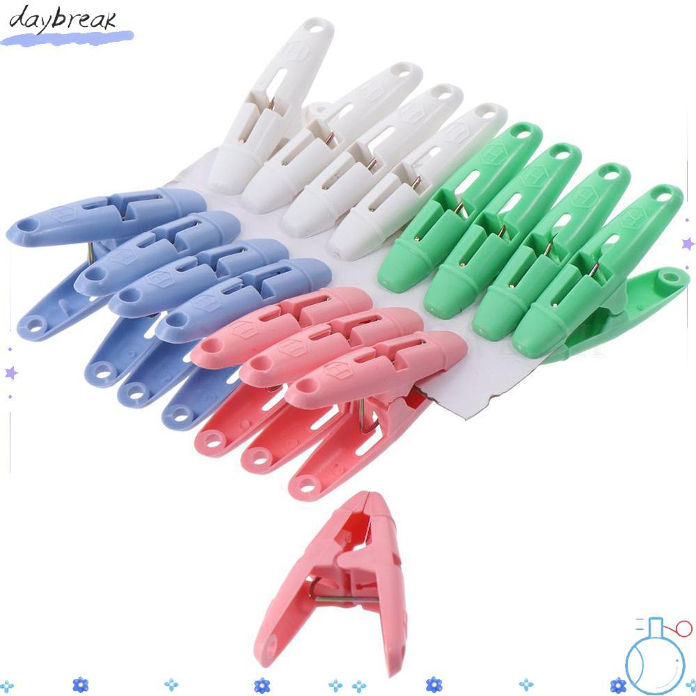 DAYBREAK 16PCs คลิปหนีบผ้าซักผ้า, ที่หนีบผ้าพลาสติกกันลื่น, ใช้งานได้จริง 4 สี Heavy Duty ไม้แขวนเสื้อคลิป Home Closet ห้องน้ํา