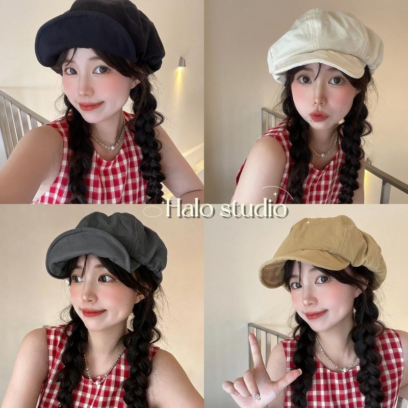 Halo studio พร้อมส่ง 🔥หมวกเบเร่ต์สไตล์เรโทรสำหรับผู้หญิง สไตล์เกาหลี เหมาะสำหรับผู้หญิงที่มีศีรษะขนาดใหญ่
