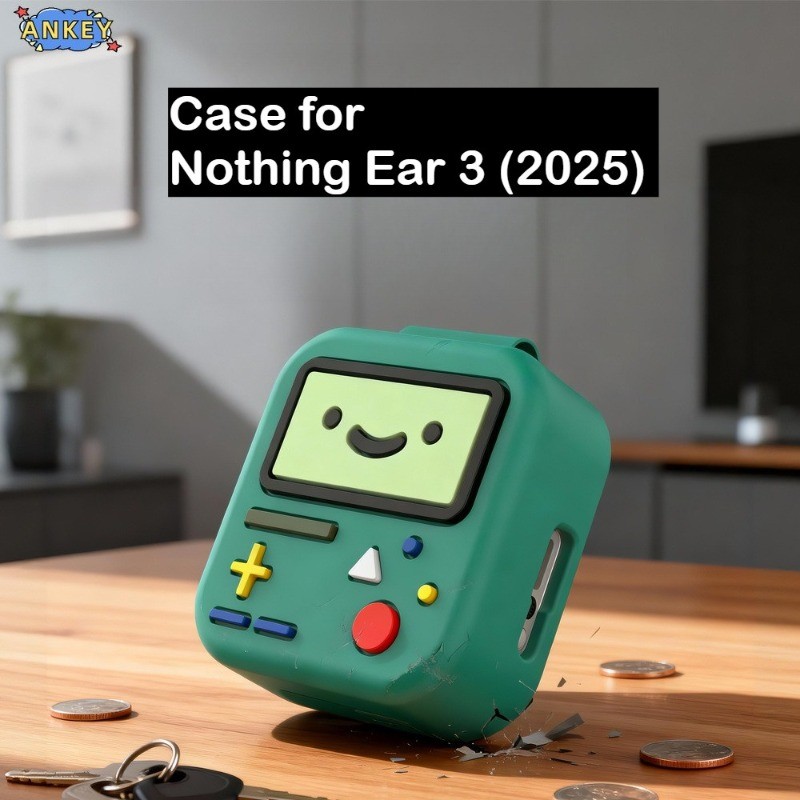Case for Nothing Ear 3 (2025) Protective Silicone Cute Green Gaming Console Appearance Cartoon Cover