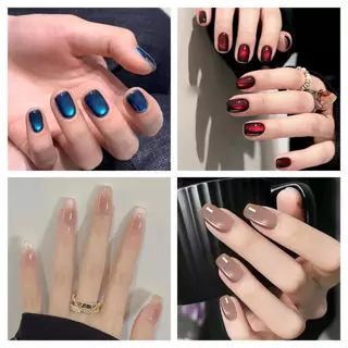 เล็บปลอมลายตาแมว, 30 ชิ้นต่อแถบ, มาพร้อมกาวเจลลี่, สีพื้น, เล็บกดติด, เล็บปลอม, แผ่นแปะเล็บ, เล็บเทียม, ใช้ซ้ำได้