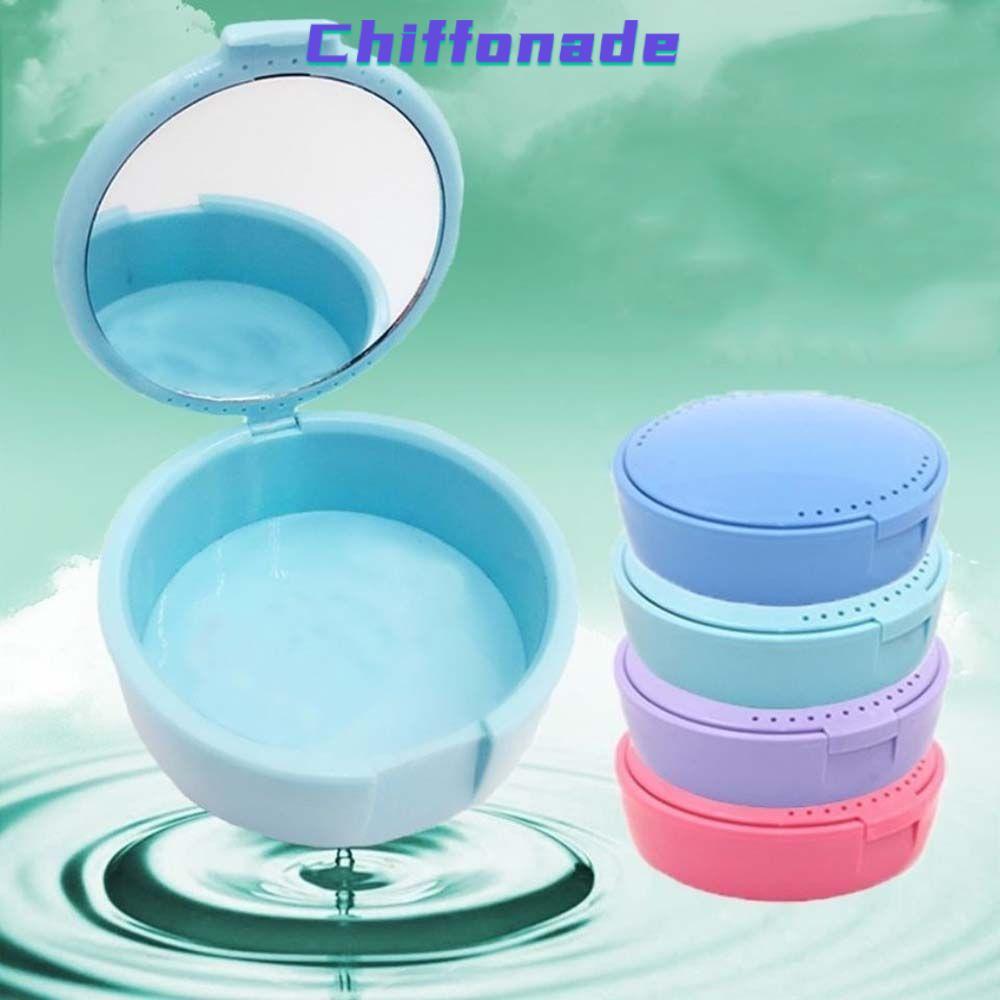 Chiffonade กล่องเก็บฟันพร้อมกระจกแบบพกพาจัดฟันรีเทนเนอร์กล่อง