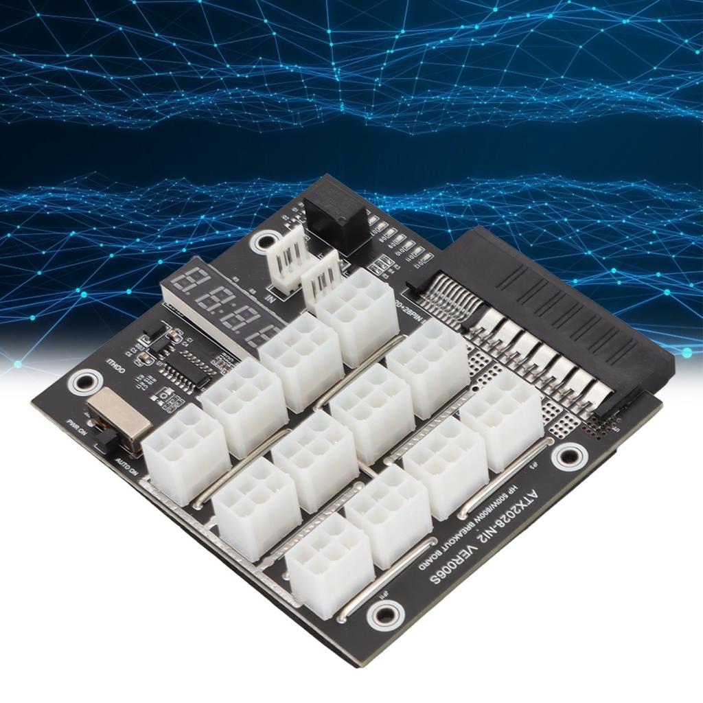 12 พอร์ต Mining Breakout Board Mining GPU Breakout Board 12V โมดูลแฟลช LED สําหรับ GPU HP 500W 800W 