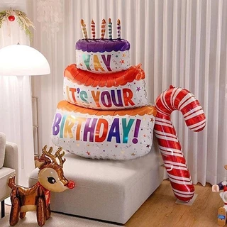 ส่งจากไทย ลูกโป่งฟอยล์เค้กวันเกิด ลูกโป่งวันเกิด ลูกโป่งฟอยล์ Balloon Happy Birthday Party