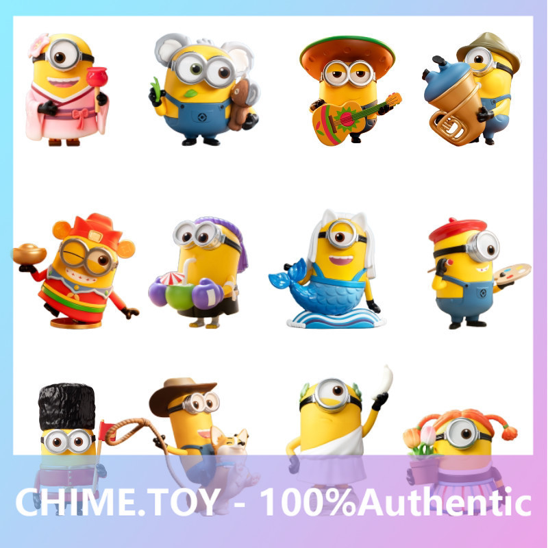 P POPMART POPMART Minions World Journey Series Mystery Box ของขวัญเล่นอินเทรนด์