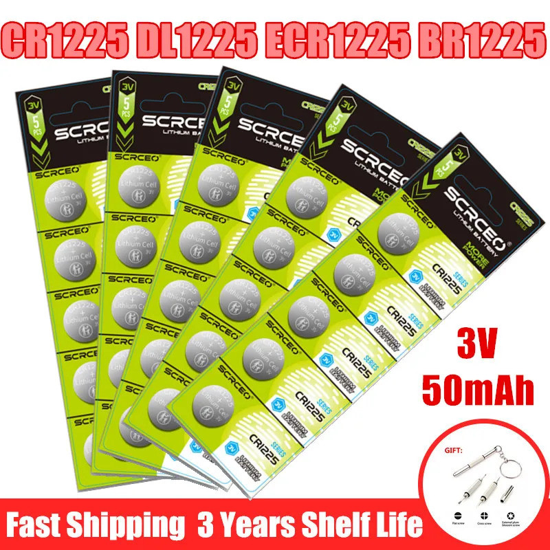 5-80pcs CR1225 3v แบตเตอรี่ลิเธียมจํานวนมากใช้งานร่วมกับ CR 1225 แบตเตอรี่ BR1225 KL1225 ECR1225 สํา