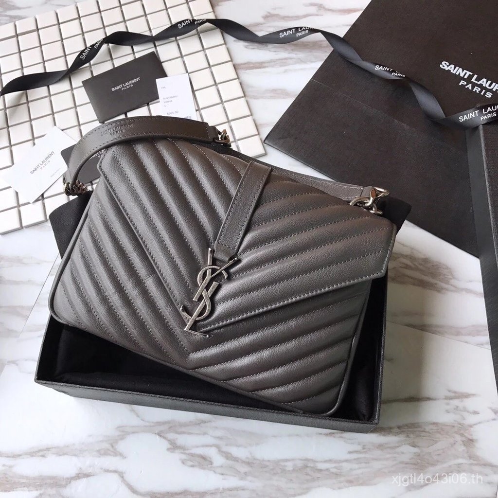 Saint Laurent Paris YLS Saint Laurent ** กระเป๋าถือขนาดกลางคลาสสิกพร้อมโซ่โลหะสายสะพายไหล่ถอดออกได้ห