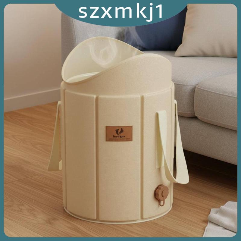 [Szxmkj1] ถังสปาเท้าพับได้โครงสร้างป้องกันทิปถังอาบน้ําเท้าพับได้อ่างแช่ลูกวัวลึกสําหรับเดินทาง