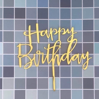 GeeParty เค้กธงปาร์ตี้วันเกิด Happy Birthday สีทอง โรสโกลด์ ดำ เงิน น้ำเงิน ตกแต่งเค้กปาร์ตี้