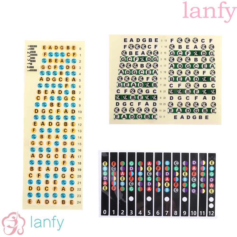 LANFY กีตาร์ Scales สติกเกอร์ Musical Scale Fingerboard สติกเกอร์เริ่มต้นเครื่องดนตรีการเรียนรู้กีตาร์อุปกรณ์เสริม Fretboard สติกเกอร์