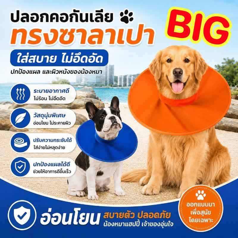 ปลอกคอกันเลียสัตว์เลี้ยง ป้องกันการกัดและเลีย ป้องกันการเลียแผล ทำความสะอาดง่าย เหมาะหลังผ่าตัดและดูแลแผลต่างๆ