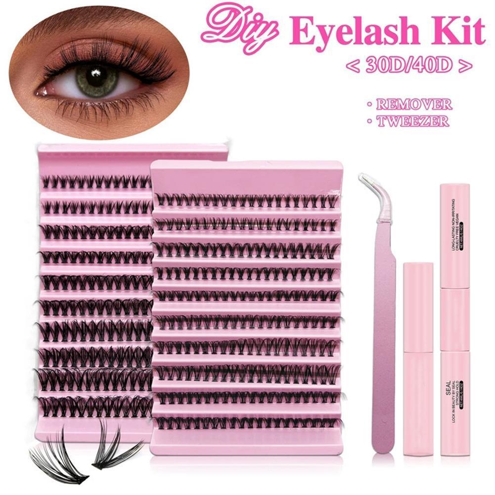 8-16 มม.Diy Full Eyelash Kit 30d/40d D Curlขนตาปลอมอุปกรณ์ต่อขนตากาวDiy M7i5
