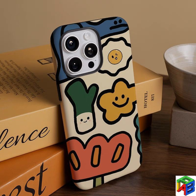 เคสสําหรับ Samsung A17/A16/A06/A07/A25/A26/A36/A37/A54/A55/A56/A57 การ์ตูนดอกไม้ป้องกันการล่มสลาย 2-in-1 เคสสองชั้น