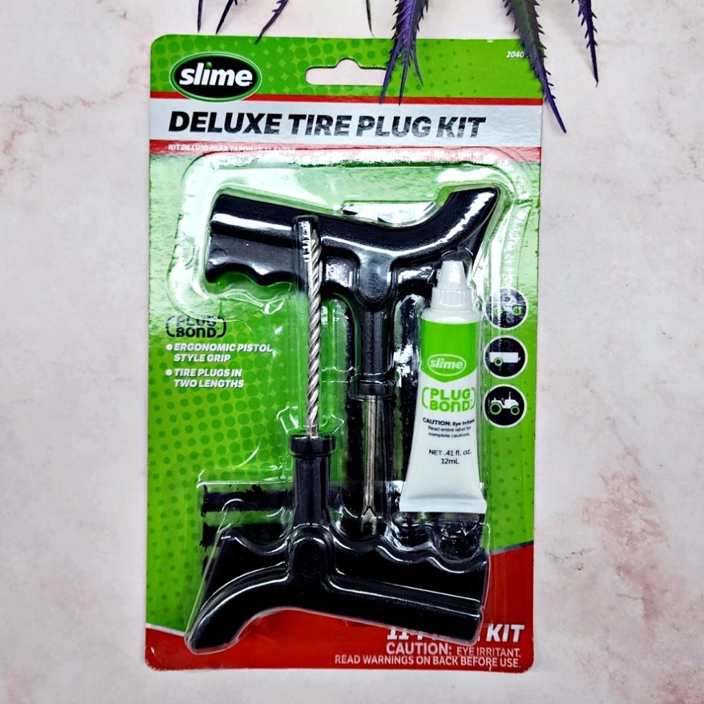 [Slime®] Deluxe Tire Repair Plug Kit, Tools and Glue 11 Pieces ชุดอุปกรณ์ปลั๊กซ่อมยาง