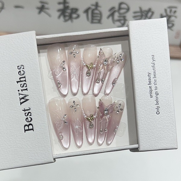 เล็บปลอม pvc เล็บปลอม เล็บปลอมสำเร็จรูปยาว [Zhuang Zhou Mengdie] Fine Dog Wear Nails เล็บปลอมทํามือย