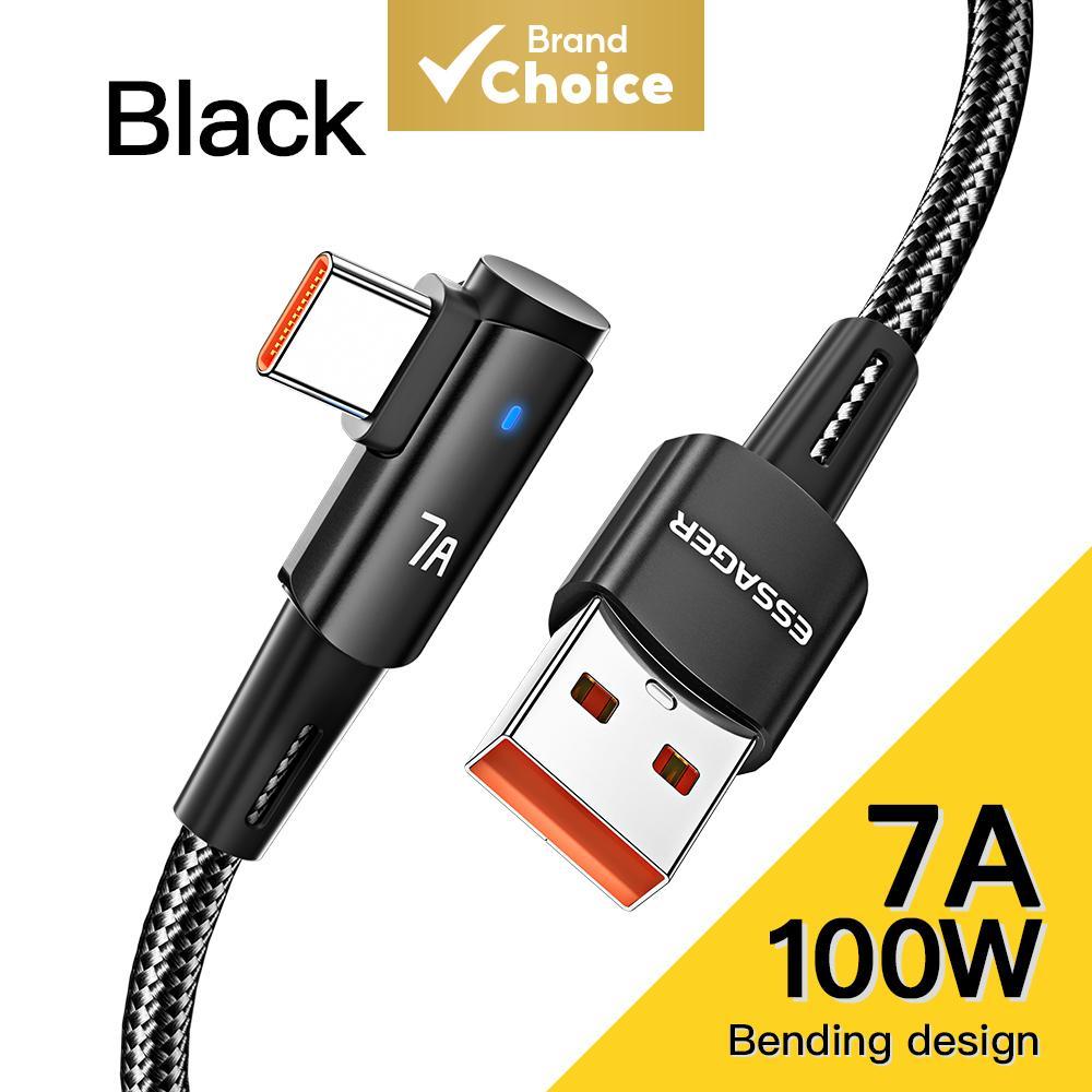 สาย USB C Essager 7A มุม 90 องศา สาย USB Type C สําหรับ OPPO ชาร์จเร็ว 100W สําหรับ Honor Huawei P40 Oneplus Realme