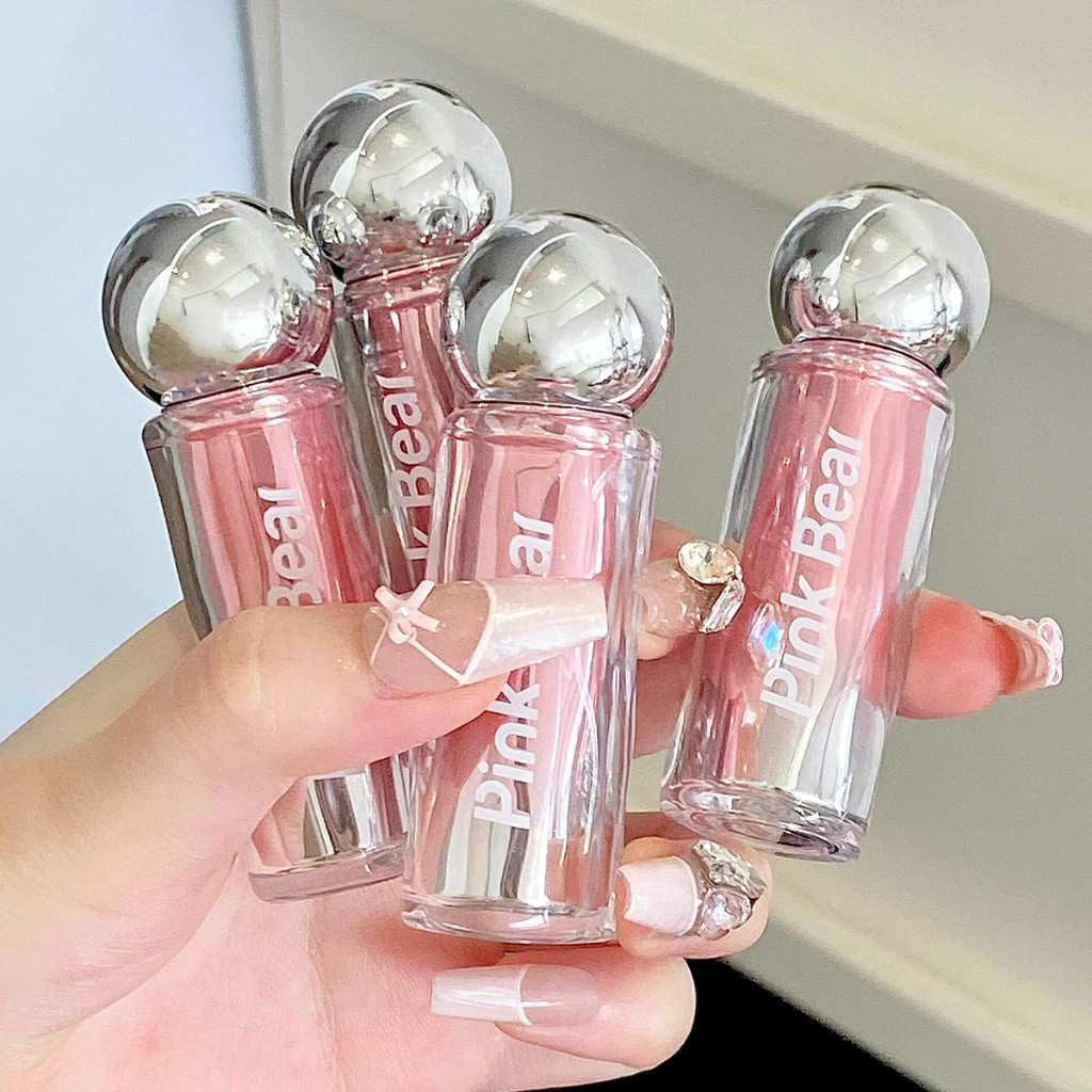 ลิปกลอสสีหมีสีชมพู Pico Bear Small Bulb Lip Gloss Lip Essence Gloss