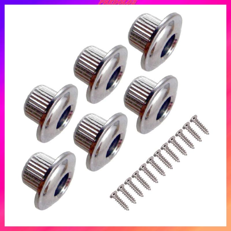 [Predolo2] 6Pc Guitar Bushing Nut Guitar Tuner Nut Electric Guitar Part Silver