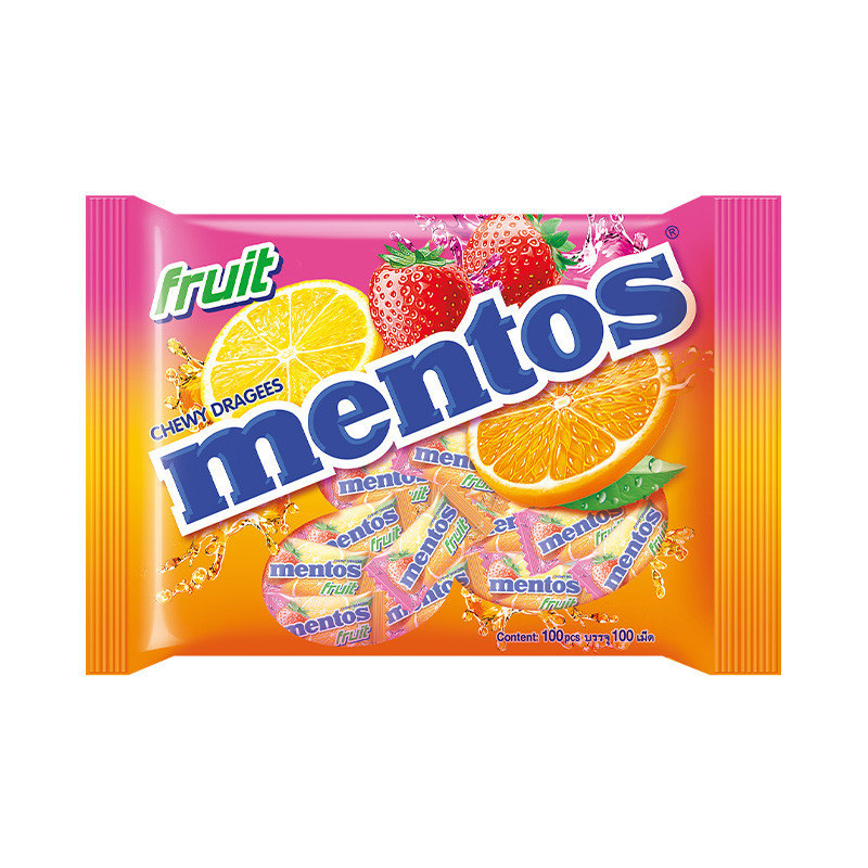 MENTOS ลูกอม รสผลไม้ (ถุง 100 เม็ด)