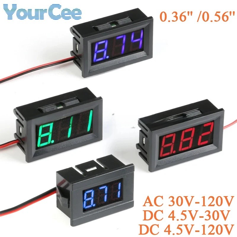 0.36 0.56 Mini LED Digital Voltmeter DC4.5V ถึง 30V 4.5-120V AC30-500V แรงดันไฟฟ้าแผงสําหรับ 6V 12V 