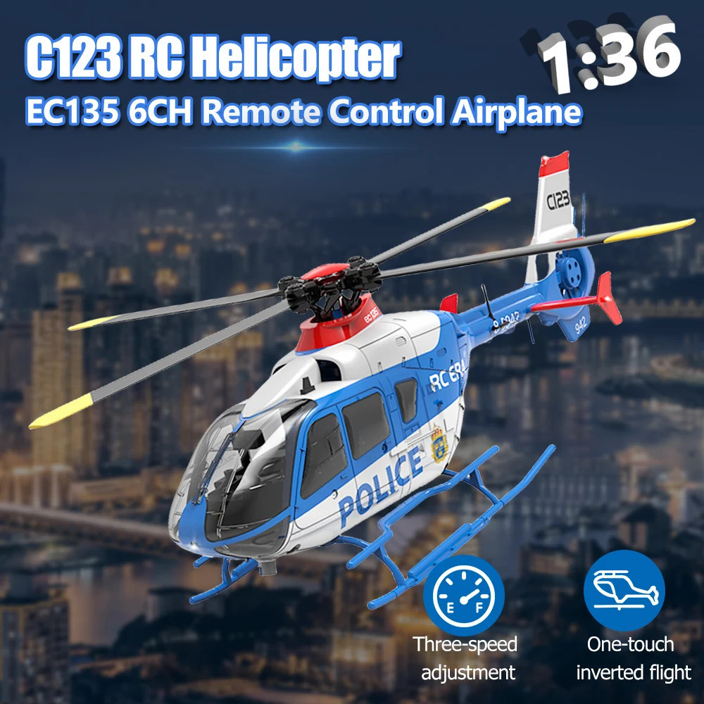 เฮลิคอปเตอร์ควบคุมระยะไกล Ec135 6ch Dual Brushless Direct Drive Single Paddle Aileron เฮลิคอปเตอร์รุ