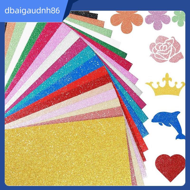 READY STOCK40 แผ่น 20 สี Sparkly Cardstock, 250GSM A5 Glitter Paper No-Shed หนา Shimmer Card Stock