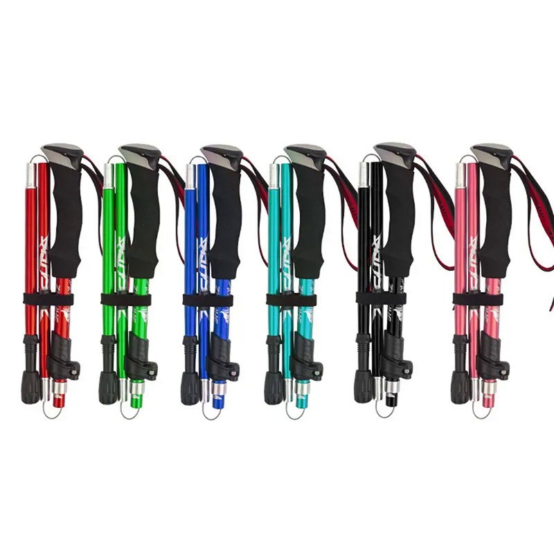 5-Section Outdoor Fold Trekking Pole Camping Portable Walking Hiking Stick For Nordic Elderly Telesc