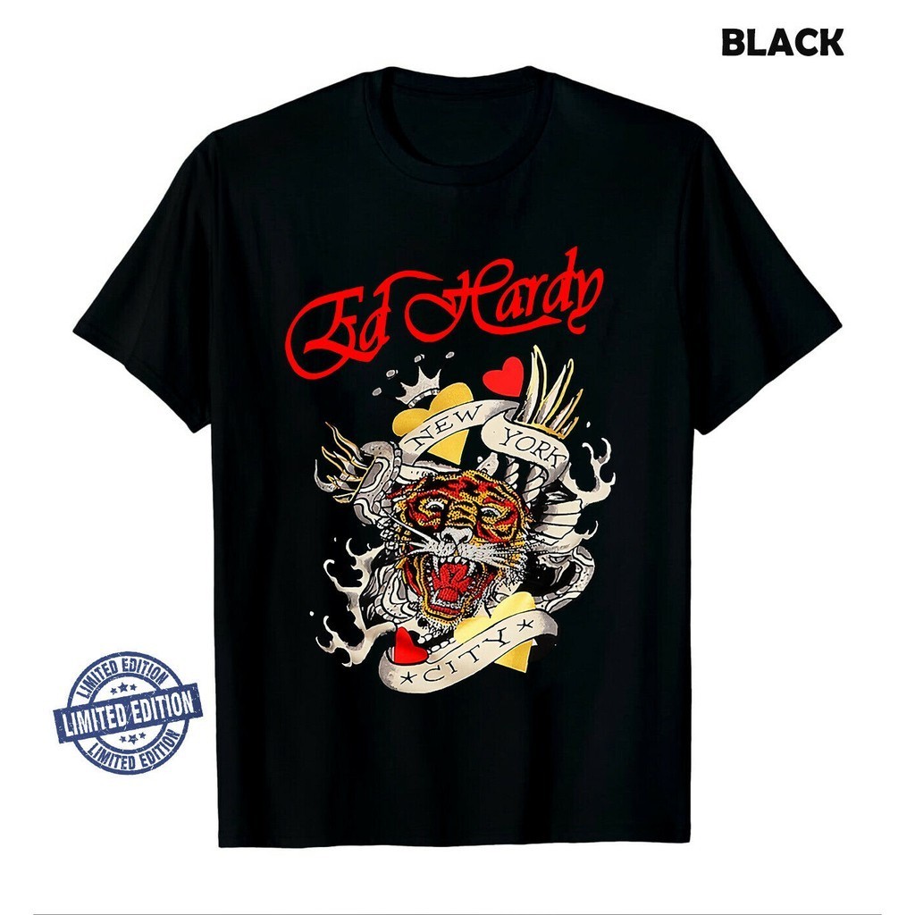 Ed Hardy Tiger Rhinestone พร้อม Eagle Wings & Serpent เสื้อยืด เสื้อยืด Unisex