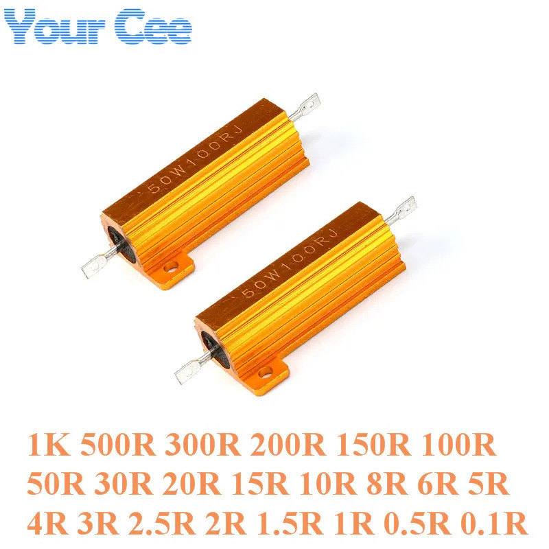 2PCS 50W อลูมิเนียมโลหะกรณี Wirewound Resistor 0.01R ~ 100K 1 6 8 10 20 200 500 1K 10K โอห์มความต้าน