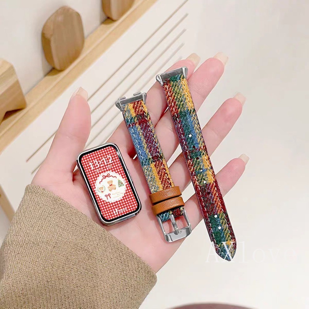 น่ารัก KT ลายสก๊อตสายรัดสําหรับ Huawei Band 10 9 8 สร้อยข้อมือแฟชั่นสําหรับ Huawei Band Fit 3 4Pro Watchband อุปกรณ์เสริม - รูปที่ 4