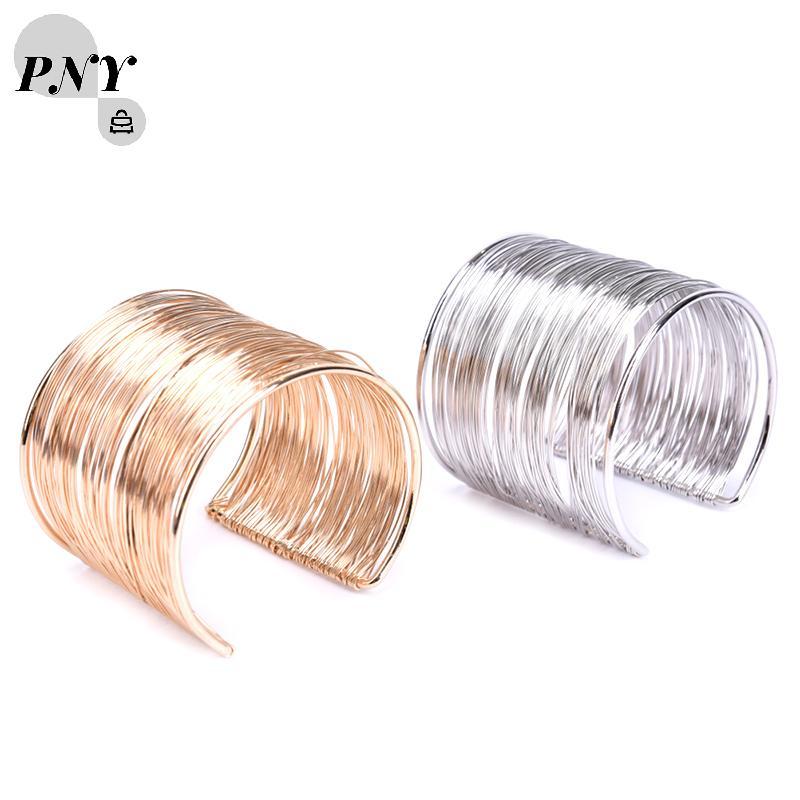 [PNY] สายโลหะหลายชั้นสําหรับผู้หญิงกําไลข้อมือเปิดสร้อยข้อมือข้อมือกว้างเครื่องประดับ VN