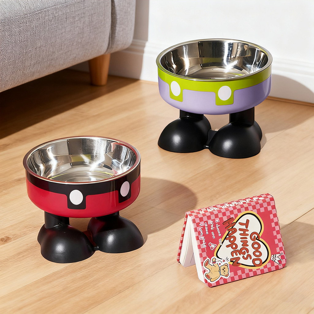 🔥ชามอาหารแมว🔥ชามหมา ชามแมว 2ชั้น ชามสแตนเลส มีขอบยางกันลื่น ชามอาหารสัตว์เลี้ยง ถอดล้างง่าย - รูปที่ 3