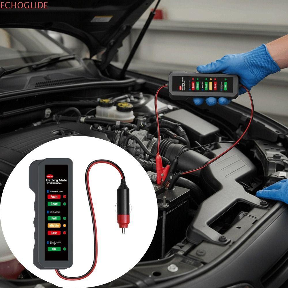 ECHOGLIDE รถแบตเตอรี่, 6 จอแสดงผล LED 12V Power Digital Analyzer, Digital Checker 6 ไฟ LED Mini Digi