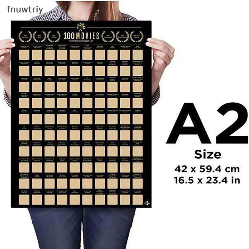 [fnuwtriy] 100 Movies Scratch Off Poster 100 Must-See Movies Top Films of All Time Bucket VN