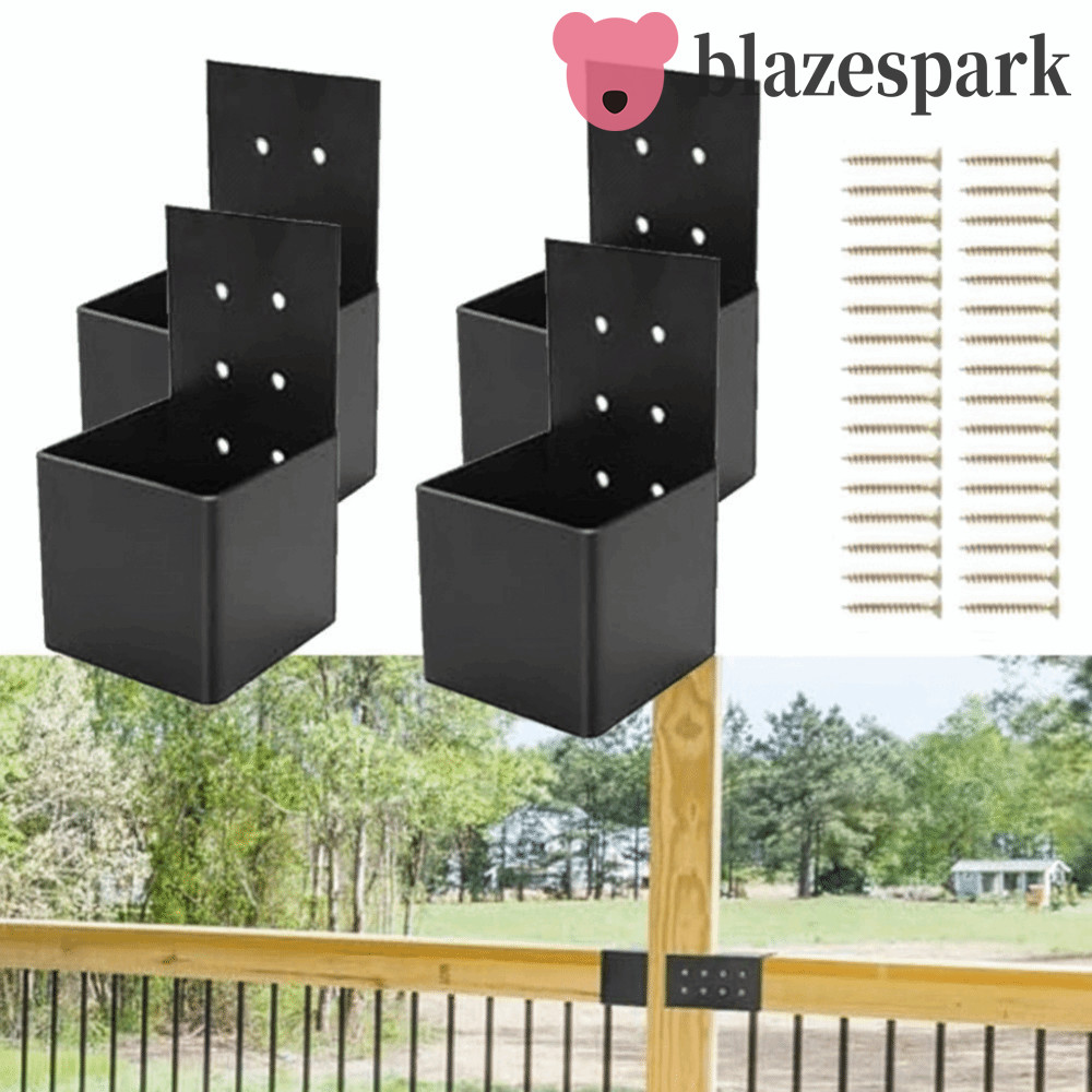 BLAZESPARK Pergola Bracket, ขั้วต่อรางดาดฟ้าสีดําที่ทนทาน, ติดผนังทนทาน Heavy Duty โลหะ Pergola อุปก