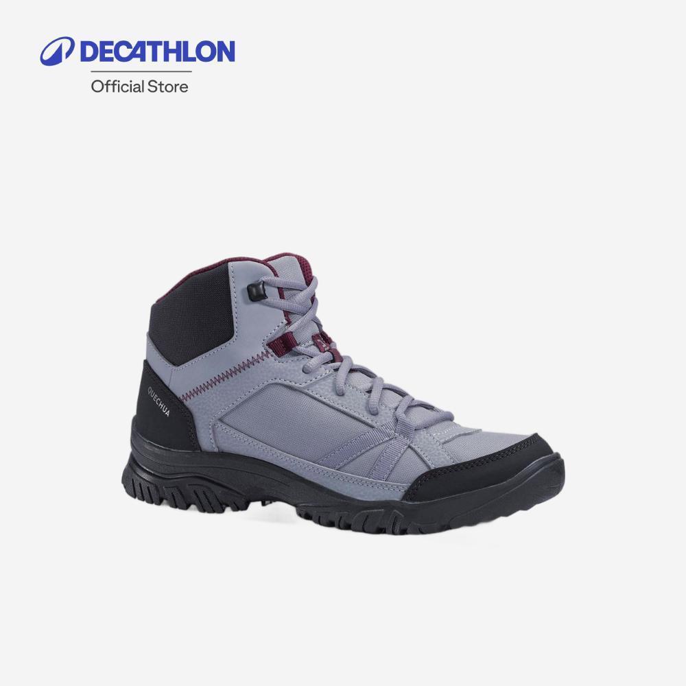 Decathlon Women’S Hiking Boots - Nh100 Mid รองเท้าหุ้มข้อผู้หญิงสำหรับใส่เดินป่า รุ่น Nh100 - Grey
