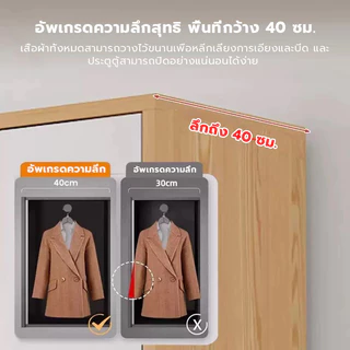 ตู้เก็บเสื้อผ้า ตู้เสื้อผ้าไม้ 4 ประตู โซนแขวนเสื้อ ตู้เสื้อผ้ามีลิ้นชัก ตู้ใส่เสื้อผ้า จุของได้เยอะ คุณภาพดี แข็งแรง
