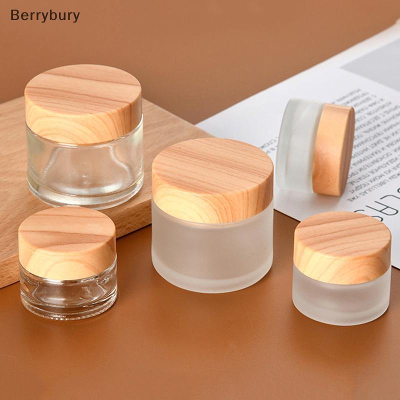 Berrybury แก้ว Jar เครื่องสําอาง Subpackage บรรจุลายไม้ขวดครีมใบหน้าลิปสติกคอนเทนเนอร์ Frosting รีฟิลใหม่