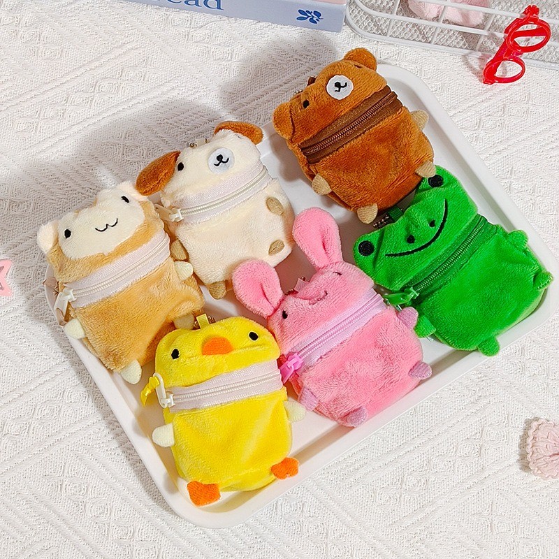 กระเป๋าใส่เหรียญน่ารักตุ๊กตากระต่ายลูกสุนัขพวงกุญแจจี้กระเ รูปที่ 4