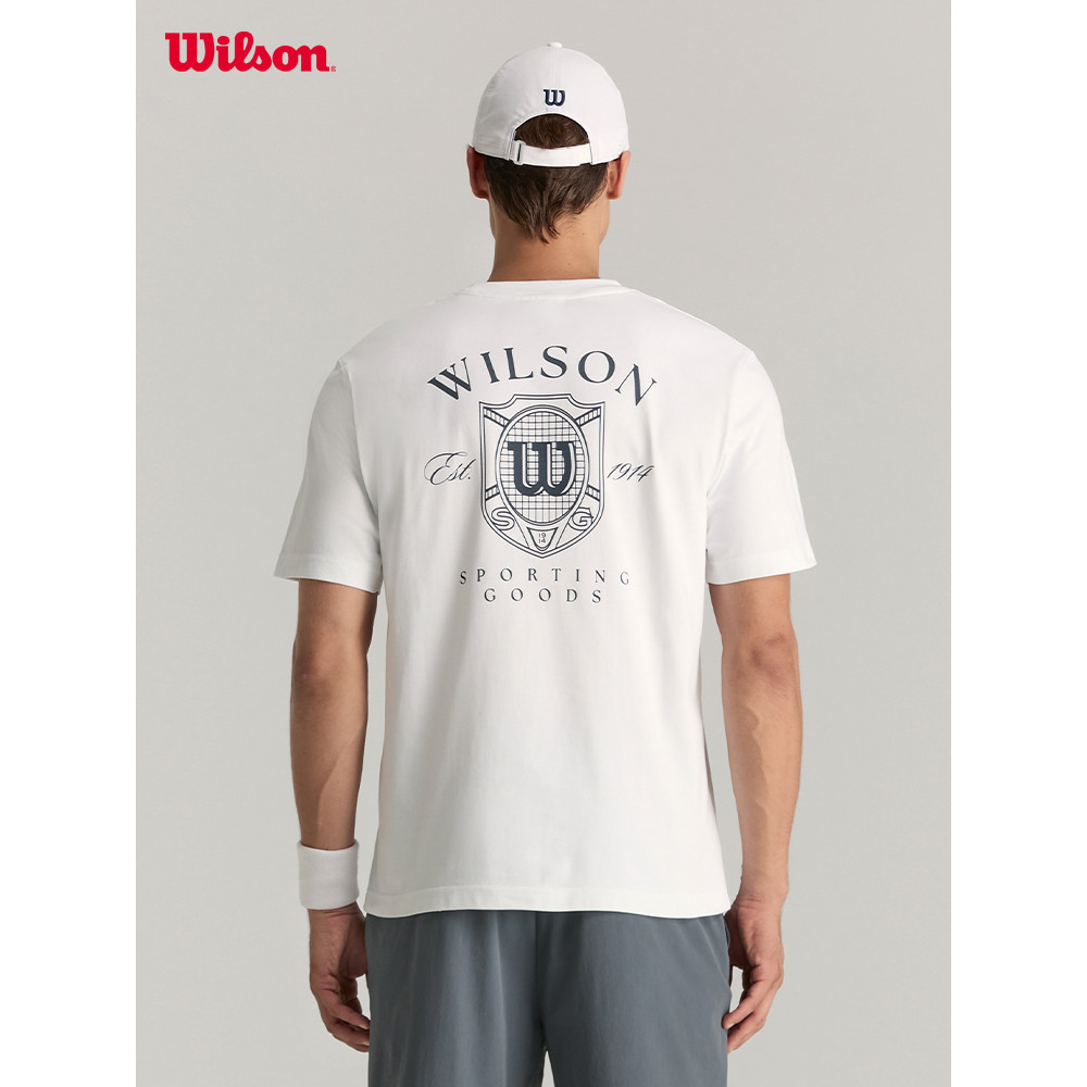 ฤดูร้อนจุดหลวม Wilson New Classic Logo Print Tennis Short-Shirt 100% Cotton T-Shirt 720