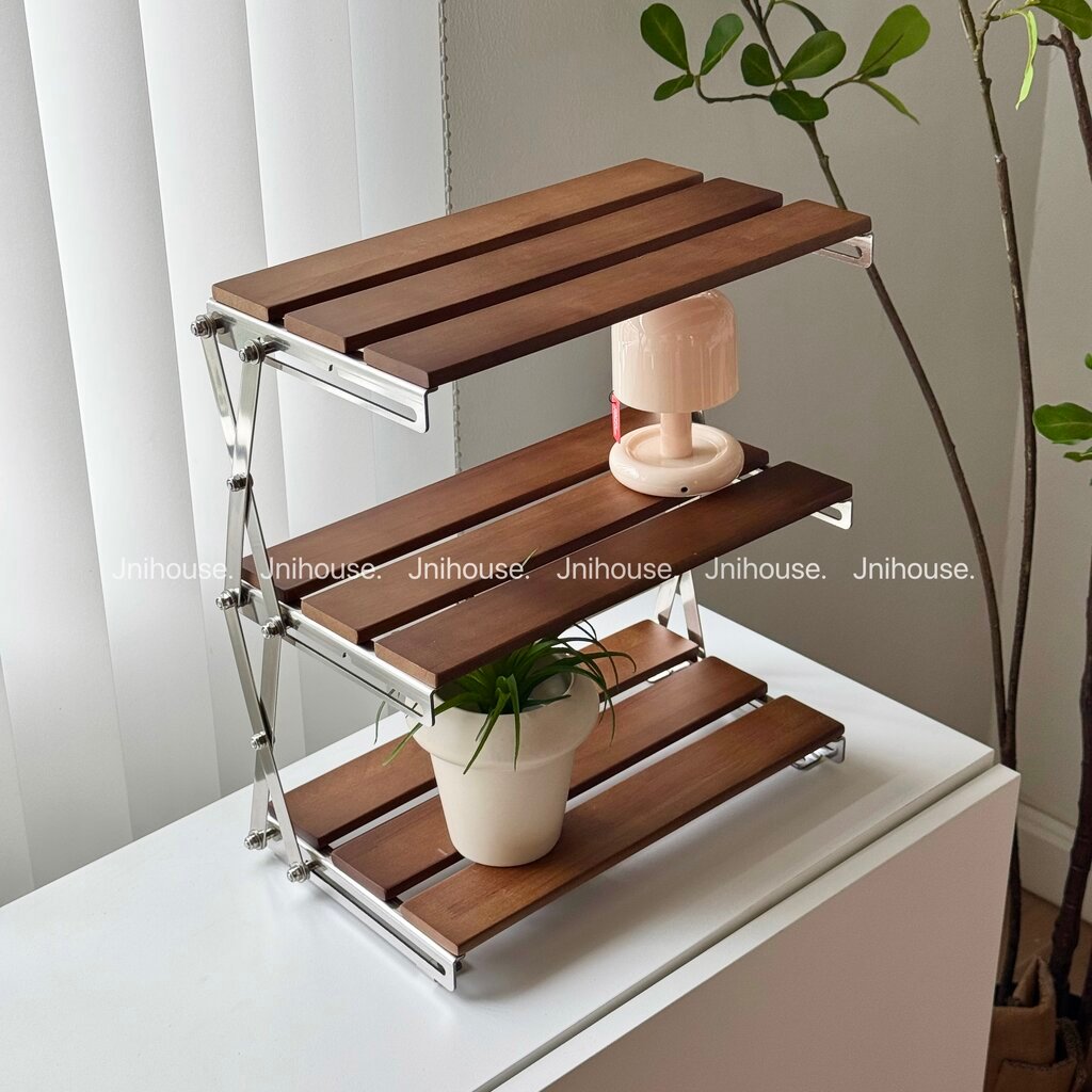 [พร้อมส่ง] Jnihouse : Foldable Wooden Shelf ชั้นไม้พับได้ ชั้นวางของแคมป์ปิ้ง – โปรปัง
