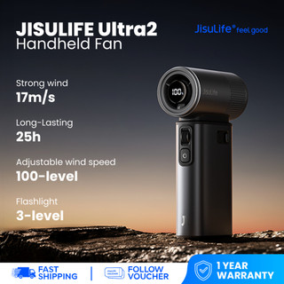 【New】JISULIFE Handheld Fan Ultra 2 9000mAh 5 in 1 Fans with 100 Speeds Flashlight Power bank For Daily Cooling